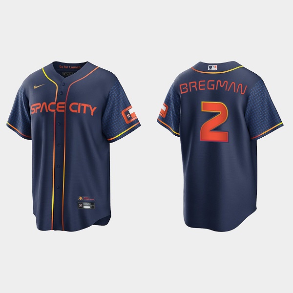 Youth Houston Astros #2 Alex Bregman 2022 Navy City Connect Cool Base Stitched Jersey